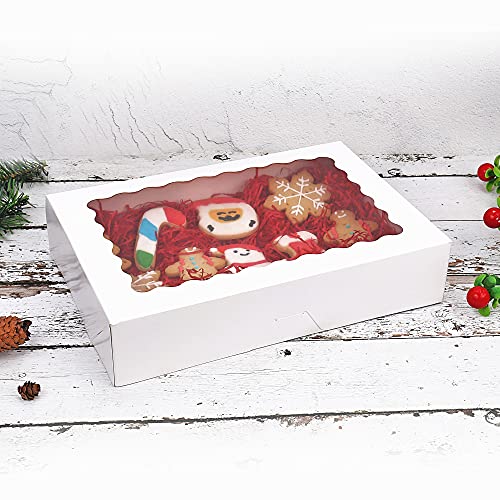 Tcoivs 30-Pack Bakery Boxes with Window, 12" x 8" x 2.5", Cookie Boxes, Auto-Popup Treat Boxes for Pies, Muffins, Donuts a...