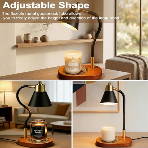 HISBO Candle Warmer Lamp with Timer & Dimmer, Adjustable Height Electric Wax Melter for Jar Candles, Dimmable Candle Lamp ...