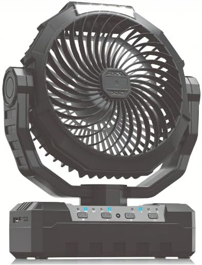 AVAVO 03 Light Black - Rechargeable Camping Fan - Portable Battery Powered Fan with Timer & Hook, Ventilador Recargable fo...
