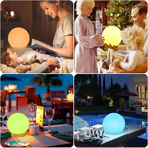 LED Glowing Ball Light, 8-in RGB Color Changing LED Orb Night Light Mood Lamp for Kid, 16 Colors 4 Lighting Modes & 8 Brig...