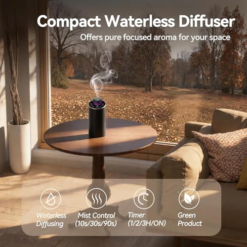 Waterless Essential Oil Diffuser Aromatherapy Scent Diffusers for Home Large Room, Bedroom, Car, Office, Desk, Battery Ope...