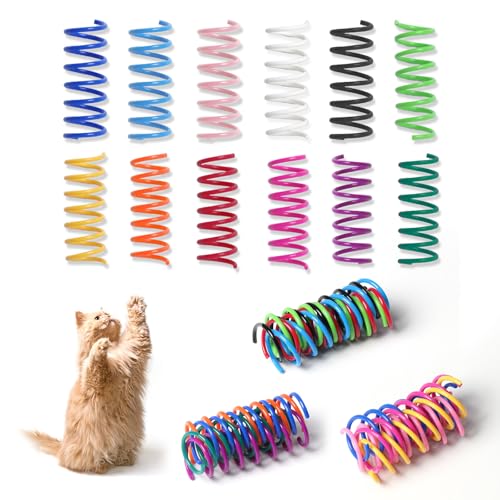 Kitys Fatch 12PCS 12Colors Cat Spring Toys for Indoor Cats, Interactive Coil Springs for Self Play, Durable Heavy Plastic ...
