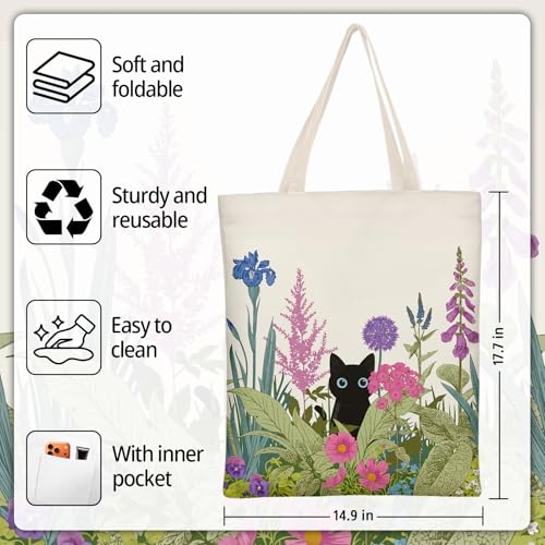 AiHeart Aesthetic Canvas Tote Bag for Women,Tote Bag with Inner Pocket,Pouch Bags for Women,Reusable Shopping Bags