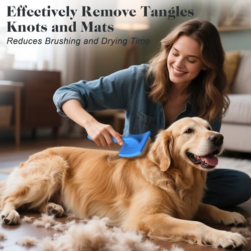 2PCS Slicker Brush for Dogs & Pet Comb,Professional Dog Grooming Brush (Goldendoodles,Poodles,Labradoodles) with Extra Lon...