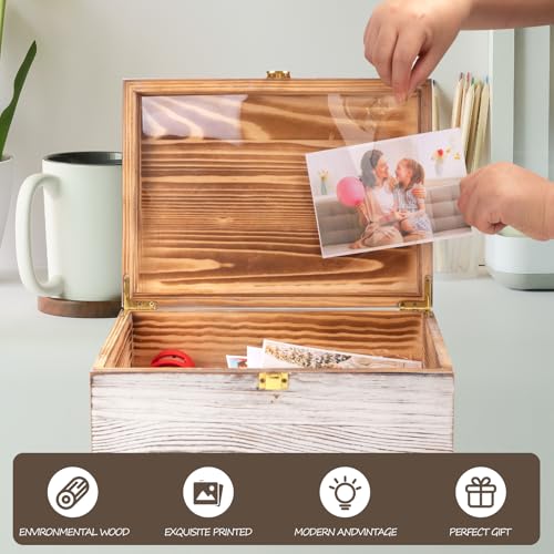 Tree of Life Larger Wooden Memory Keepsake Boxes With Hinged Lids and a photo frame inside the lid - Decorative Storage Bo...