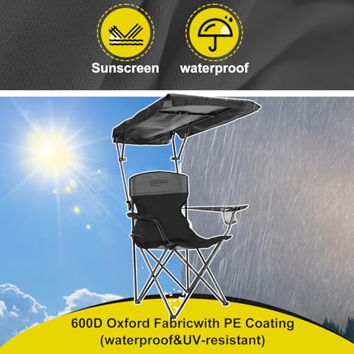 YOUNG WOOD Camping Chair with Canopy, Beach Chair with Shade,Portable,Lightweight Oversized for All, Easy to Open and Clos...