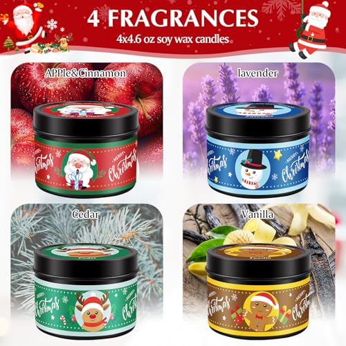Christmas Candles - 4 x 4.6oz Scented Candles Gifts for Women Set, Natural Holiday Candle for Home Scented, Long Burning A...