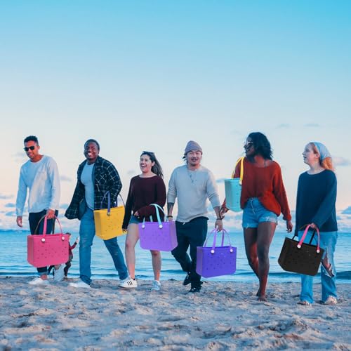 PoVwlty Rubber Beach Bag for Men & Women, Water-resistant Travel Tote Bag for the Beach Boat Pool