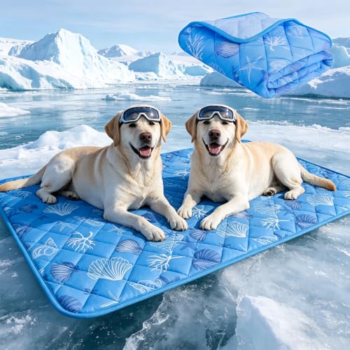 EXPAWLORER Dog Cooling Mat, Foldable Cooling Dog Bed for Summer,Pet Self Coolings Sweat Absorbing Pad for Dogs Cats,Cool S...