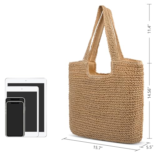 Trifabricy Beach Bags for Women, Large Beach Bag, Woven Straw Tote Bags Waterproof, Weaving Swim Shopping Travel Bag