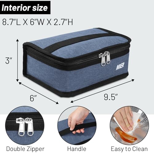 MIER Small Lunch Bag for Kids & Adults Compact Insulated Lunch Box Portable Thermal Mini Cooler for Work School Travel, Bl...
