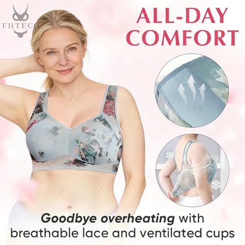 FHTECO Smoothing Bra Anti Sagging Wireless Push Up Bras for Women No Underwire Full Coverage Bra Comfy Bras for Women