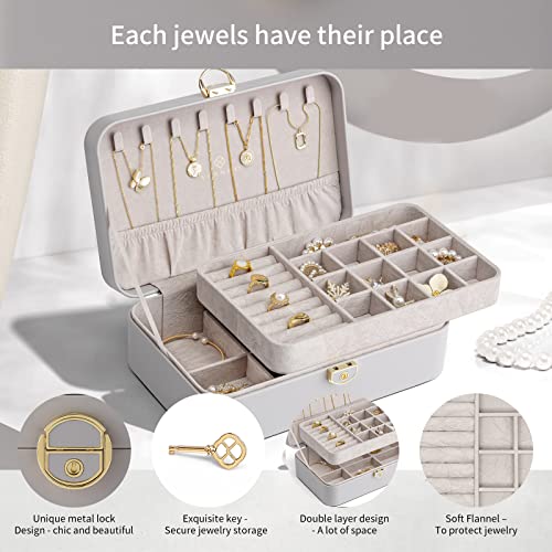 Vlando Jewelry Boxes for Women,2 Layers Jewelry Box with Lock,Birthday Gifts for Women Girls,Jewelry Organizers for Earrin...