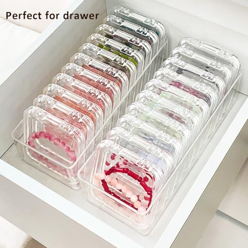 MEAJOIN 15 Pcs Clear Travel Jewelry Cases with Storage Box Plastic Jewelry Organizer Protective Container for Bracelets, N...