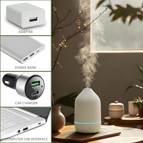 SOICARE Diffuser,USB Plug-in Car Portable Aromatherapy Diffuser,Essential Oils for Diffusers with 7 Colors Lights 2 Switch...