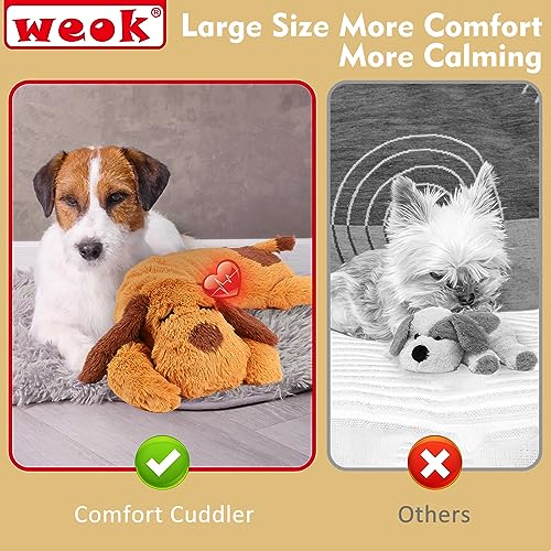 WEOK Heartbeat Puppy Toy, Comfort Cuddler Pillow, Dog Anxiety Relief Calming Aid,Heartbeat Stuffed Toy for Dogs,Puppy Hear...
