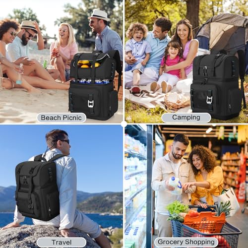 YOUNGOA Large Waterproof Insulated Cooler Backpack for Men & Women, Double Decker Leak Proof Cooler Backpack for Beach, Ca...