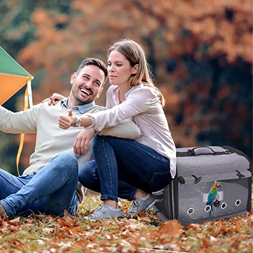 SUERTREE Bird Carrier Bag with Stand, Lightweight Backpack for Parrot, Portable Cockatiel Travel Cage with Accessories, Pe...
