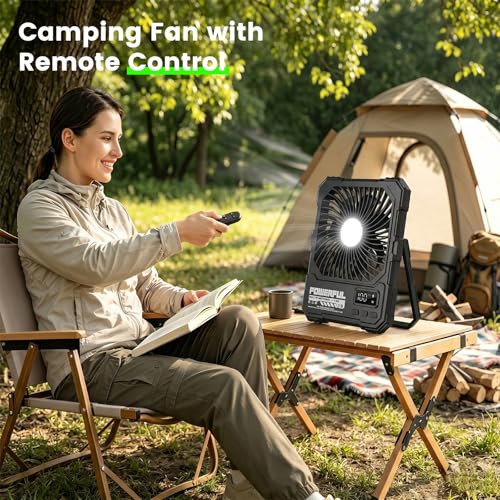 TYJONX 20000mAh Portable Travel Fan For Cruise, Ventilador Rechargeable Fan With Light,USB Rechargeable Camping Fan For Tr...