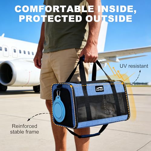 Pet Carrier Airline Approved, Soft Sided Cat Carrier for Small Pets up to 13 lbs, TSA Approved Dog Travel Bag with Foldabl...
