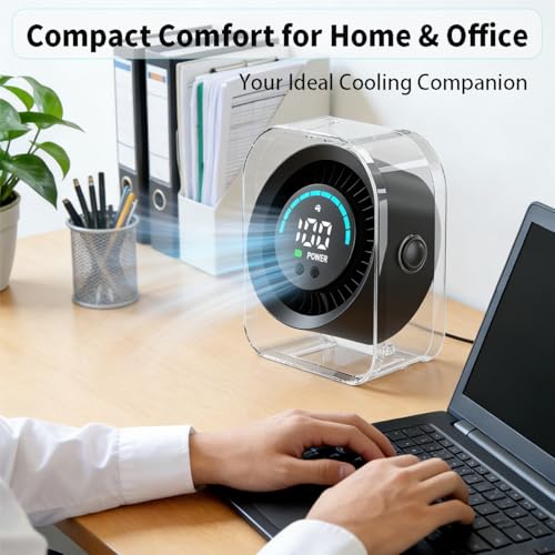 Zaardend Small Desk Fan, Quiet Desktop Fan with Turbo Airflow, Rechargeable Mini Table Fan 100 Speed Wind Adjustable, Trav...