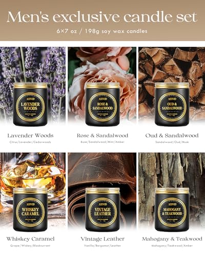 AOOVOO Scented Candles Gift Set - 6 Pack Men Candles for Home Scented, 42 oz Soy Candle for Men, 300 Hour Long Lasting Can...