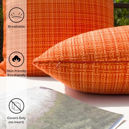 Kevin Textile Outdoor Waterproof Throw Pillow Covers 12x24 Inch Pack of 2 Woven Faux Linen Farmhouse Decorative Water Resi...