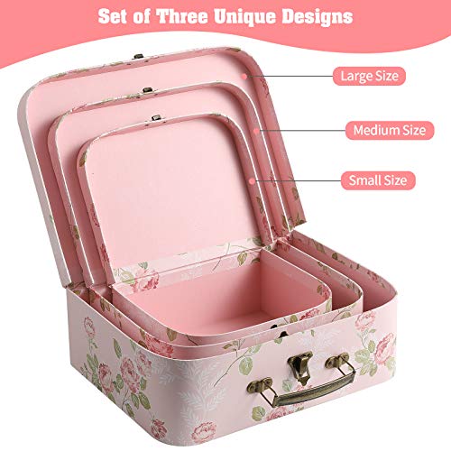 Anndason Set of 3 Paperboard Suitcases Storage Box Storage Gift Boxes With Lids for Photo Storage Home Decoration, Weddin...