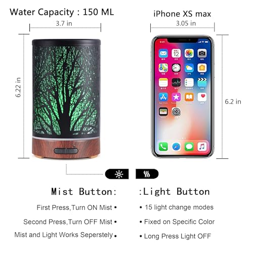 Essential Oils Diffuser for Home,150ML Aromatherapy Diffuser,Birthday Gifts for Women mom,Metal Cool Mist Humidifier with ...