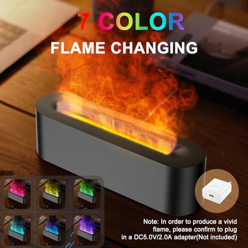 Colorful Flame Fire Diffuser Humidifier, 7 Colors Changing Oil Diffuser, Ultra-Quiet Aroma Essential Oils Aromatherapy Dif...