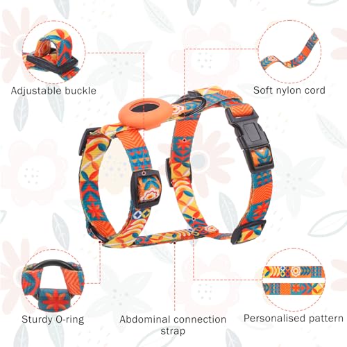 SCENEREAL Cat Harness and Leash Set Escape Proof with Airtag Holder, Adjustable Kitten Big Cats Vest Harness for Walking O...