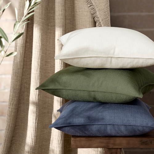 MIULEE Pack of 2 Thick Textured Couch Throw Pillow Covers, Natural Beige Decorative Pillow Covers 18x18, Neutral Linen Cus...