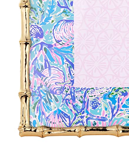 Lilly Pulitzer 5x7 Picture Frame, Decorative Photo Frame for Tabletop, Bamboo Metal Frame with Glass Front, Soleil It On Me