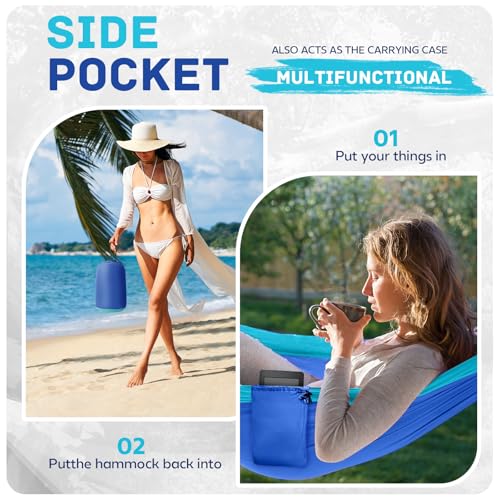 Camping Hammock Lightweight, Portable Hammocks Parachute Hammock with Two Tree Straps, Single or Double Travel Swing Nylon...