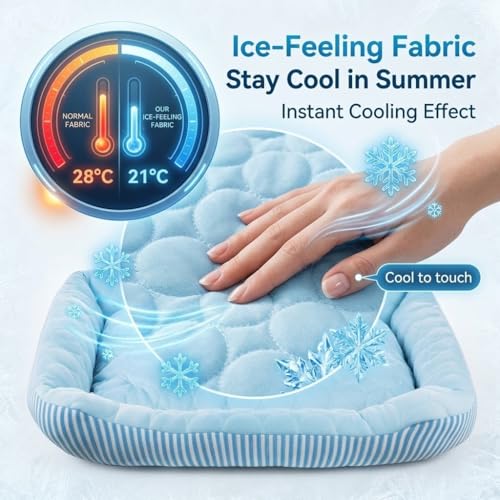 Cooling Dog Bed for Large Medium Small Dogs, Breathable Dog Cooling Mat with Self Cooling Ice Silk Fabric, Washable Summer...