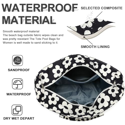 Bluboon Waterproof Beach Tote Pool Bags for Women Ladies Extra Large Carry On Bag With Wet Compartment for Weekender Travel