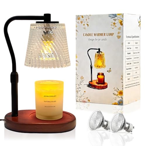 Candle Warmer Lamp with Timer Dimmable, Adjustable Wavy Clear Lamp Candle Warmer for Scented Candles, Housewarming Gift fo...