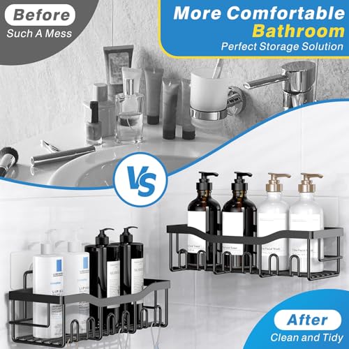 EUDELE Adhesive Shower Caddy, 5 Pack Rustproof Stainless Steel Bath Organizers With Large Capacity, No Drilling Shelves fo...