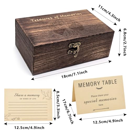 Oxmidud Wooden Share Love & Memories Box with 50 Pcs Share A Memory Cards for Celebration of Life Decorations - Elegant Ke...