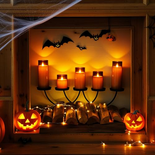 Homemory Gray Flickering Flameless Candles, Battery Operated Acrylic LED Pillar Candles with Remote Control and Timer, Hal...
