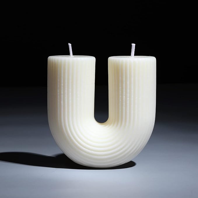 Tondiamo U Shaped Candle Ribbed Soy Wax Scented Decorative Candles Minimalist Geometric Shaped Bougie Cool Aesthetic Bougi...