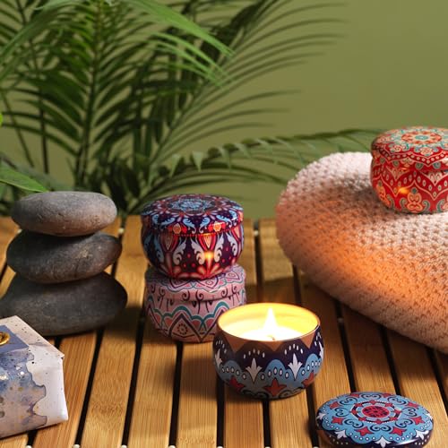 LOVERY 4 Pack Soy Candle Gift Set, Scented Candles, 10% Essential Oil Aromatherapy, 120h Burning, Stress Relief Gifts for ...