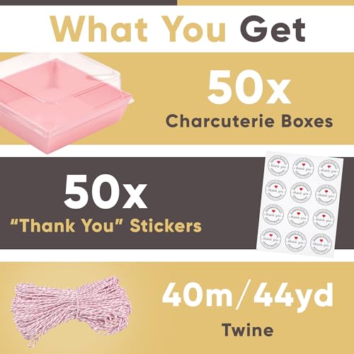 Leafiew 50 Pack Small Clear Treat Boxes - Dessert Boxes To Go - 5Inch Disposable Paper Mini Containers for Cookie, Cake Sl...