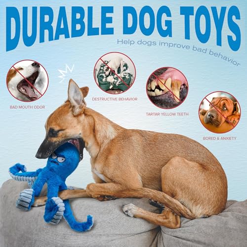 LEGEND SANDY Tough Dog Toys, Stuffed Chew Large Dog Toys to Keep Them Busy, Interactive Squeaky Tug of War Doggie Toy, Cri...