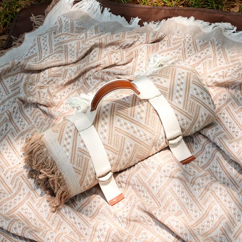 Genovega 2 in 1 Extra Large Outdoor Picnic Blanket Waterproof Woven Boho Mat Giant Beach Towel Travel Essential Yoga Acces...