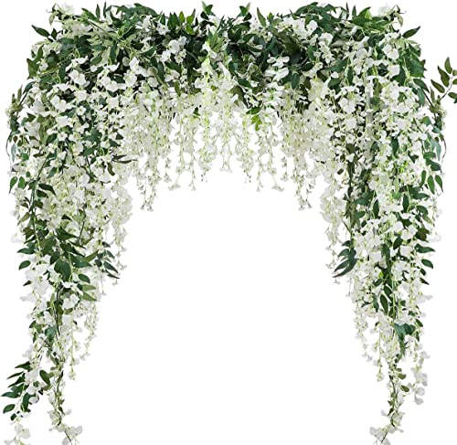 Veryhome 3Pcs 7.2Ft/Piece Artificial Flowers Wisteria Garland Artificial Wisteria Vine Hanging Flower Greenery Garland for...