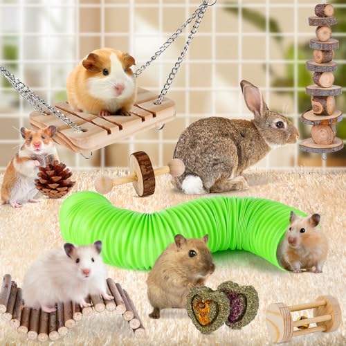 VESPRO Hamster Toys Set, Guinea Pig Toys Small Animal Chewing Toy and Rat Cage Accessories, Chinchillas, Gerbils, Rats, Ra...