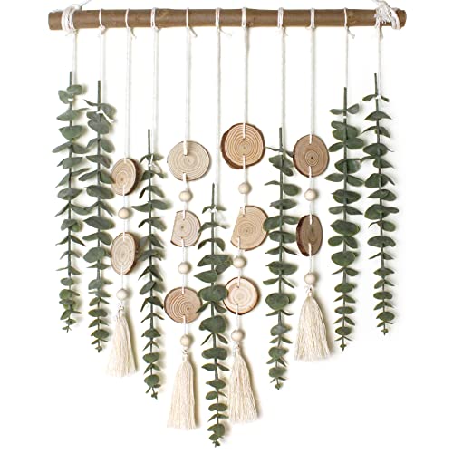 Artificial Eucalyptus Wall Decor Fake Greenery Leaves Stems Wall Hanging Plants on 16.5 inch Wooden Stick Boho Rustic Farm...
