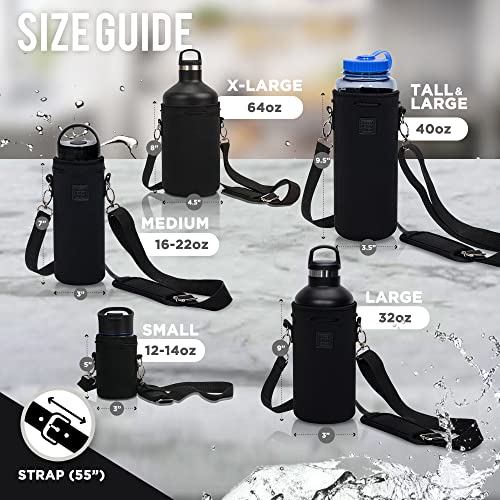 Made Easy Kit Neoprene Water Bottle Carrier Holder with Adjustable Shoulder Strap for Insulating & Carrying Water Containe...