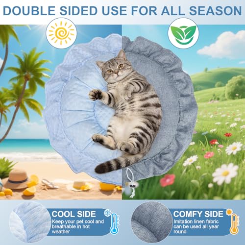 EXPAWLORER Cat Cooling Bed Mat - Upgraded Thickened 2-Sided Reversible Cold Pad for Cats Puppy Small Dogs Keep Cool in Sum...